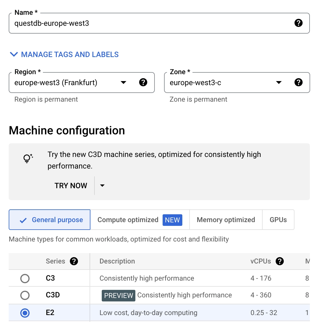 Deploying a QuestDB instance on Google Cloud Platform Compute Engine